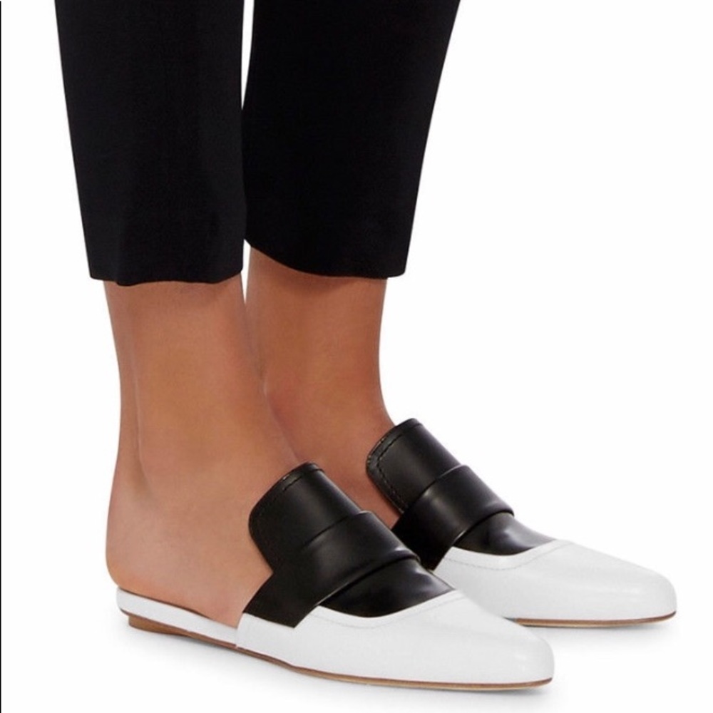 Marni Sabot black white leather shoes mules sz 39